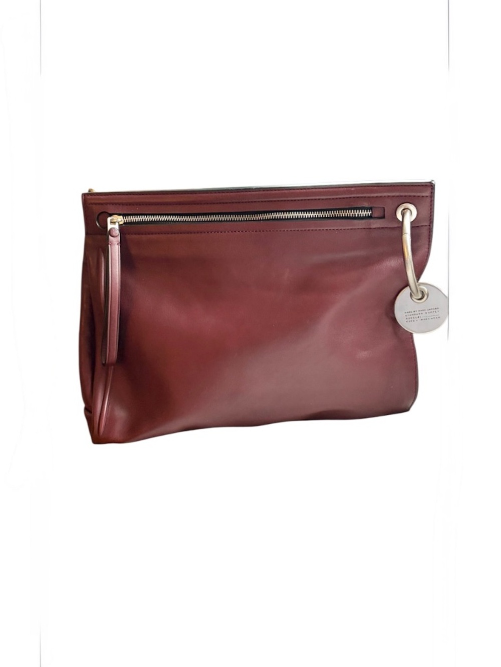 MARC BY MARC JACOBS Prism CORDOVAN / Burgundy Leather Large Clutch Bag Wristlet